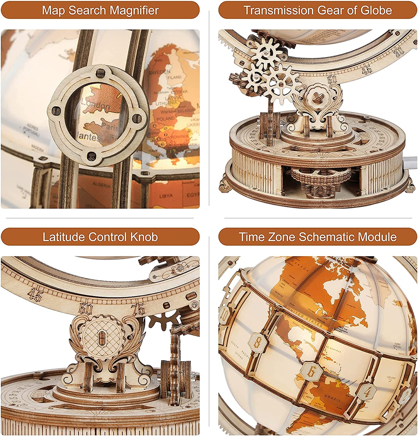 Rokr Luminous Globe 3D Wooden