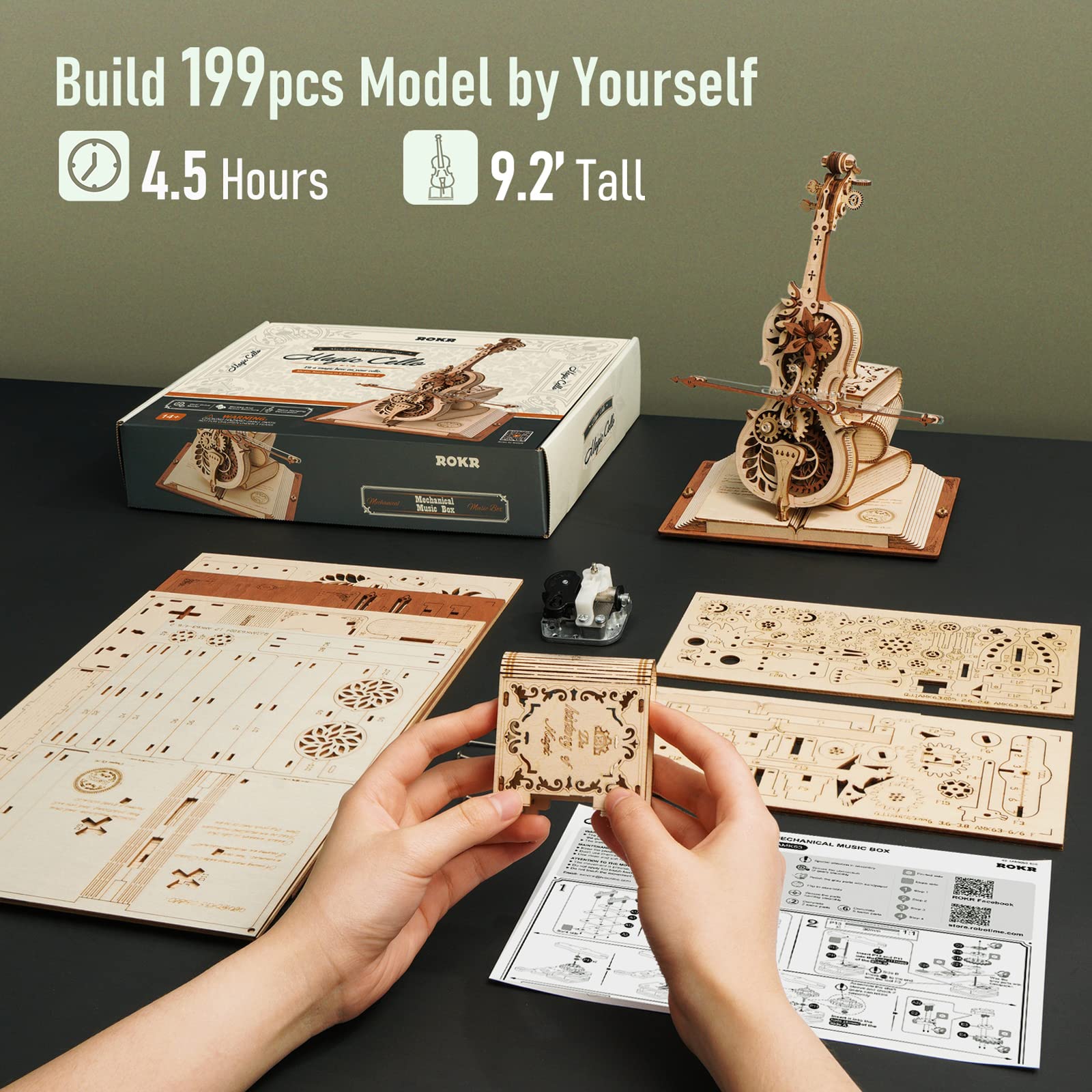 Robotime ROKR Magic Cello Mechanical Music Box